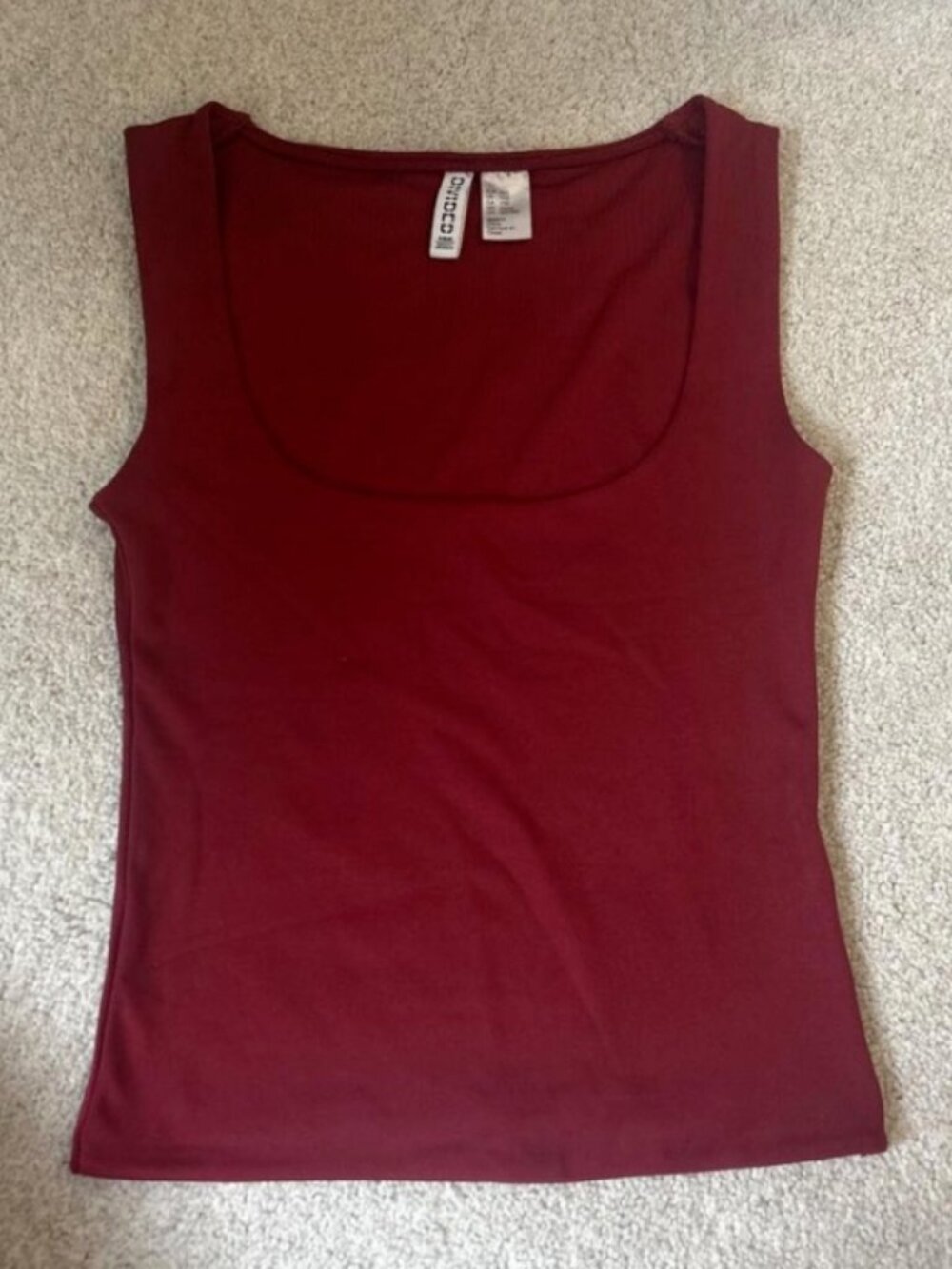 Burgundy Sleeveless Tank Top Basic Casual Shirt